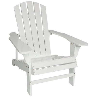 Sunnydaze Fir Wood Painted Finish Coastal Bliss Outdoor Adirondack Chair, White