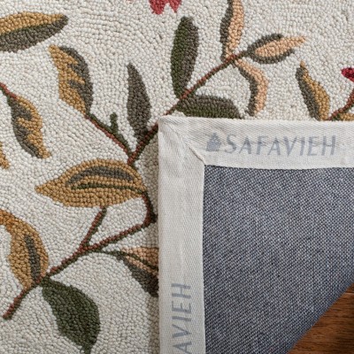 Ivory Floral Hand-Hooked Wool 6' x 9' Area Rug
