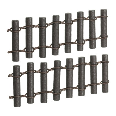 Unique Bargains Wood Miniature Decorative DIY Garden Fence 3.5 Inch Brown 2 Pcs