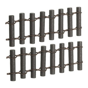 Unique Bargains Wood Miniature Decorative DIY Garden Fence 3.5 Inch Brown 2 Pcs - 1 of 4