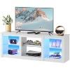 TV Stand with LED Lights for TVs up to 65 inch, Entertainment Center with Glass Shelves, Modern TV Console for Living Room, White - 2 of 4
