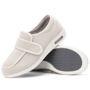 Women's Wide Width Elderly Shoes, Adjustable Hook and Loop Closure Anti-Slip Breathable Lightweight, Swollen Feet Walking Sneakers - 1 of 4
