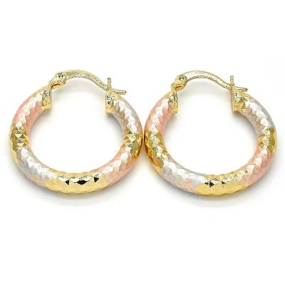 RMZ GOLD NYC 18k gold Small Hoop, Hollow Design, Tri Tone