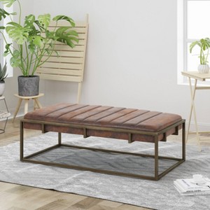 Christopher Knight Home Magdalene Modern Fabric Ottoman Bench Brown: Upholstered Seating, Metal Frame - 1 of 4