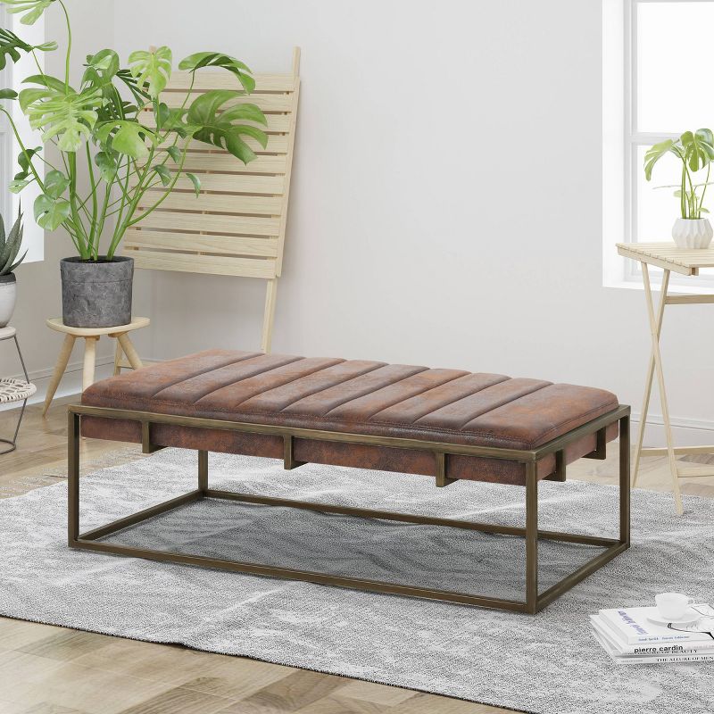 Magdalene Modern Fabric Ottoman Bench Brown - Christopher Knight Home, 3 of 7