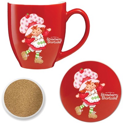 Courtside Market Strawberry Shortcake Happy 16 oz Mug & Ceramic Coaster Set