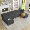 TiramisuBest L-Shaped Modular Sectional Sofa, Compressed Corduroy Couch, Modern Minimalist Sleeper Sofa for Living Room & Bedroom,Grey - 2 of 4