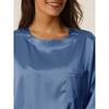 cheibear Women's Soft Satin Short Sleeve T-Shirt with Pockets and Shorts Pajama Sets 2 Pcs - 4 of 4