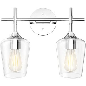 Runesay Chrome Bathroom Light Fixtures 2-Lights with Clear Glass Modern Wall Mount Lighting Industrial Farmhouse - 1 of 4