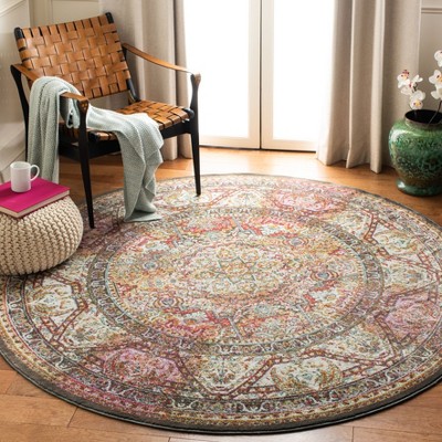 Silk Road Inspired Ivory Viscose 6'7" Round Area Rug