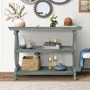 Console Table With 3-Tier Open Storage Spaces, Narrow Sofa Table For Living Room,Console Table Wood-Cuddlewood - 1 of 4