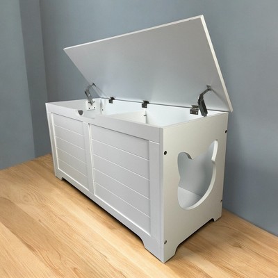 BDELITE Top open Cat Litter Box Enclosure Furniture, Cat Washroom-39.37*15.55*19.49 Inch, White
