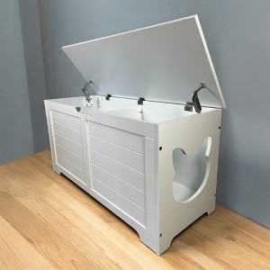 BDELITE Top open Cat Litter Box Enclosure Furniture, Cat Washroom-39.37*15.55*19.49 Inch, White - 1 of 4