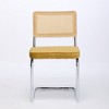 Akoasm Set of 2 Modern Upholstered Rattan Dining Chair with Natural Cane Back & Stainless Chrome Base For Dining Room & Kitchen-Golden - 3 of 4