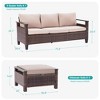 Sonkuki 3 Pieces Patio Sofa with Ottomans, All-Weather PE Rattan Wicker Sofa Small Patio Conversation Couch with Cushion - 3 of 4