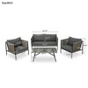 4PCS Outdoor Patio Sofa Set with Toughened Glass Table and Thick Cushions, Beige/ Gray, 4A -ModernLuxe - 2 of 4