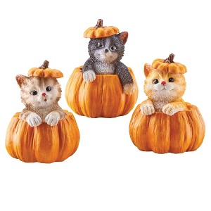 Collections Etc Hand-Painted Pumpkin Cat Sitter Figurines 3.5 X 3.5 X 4.75 Orange - 1 of 2