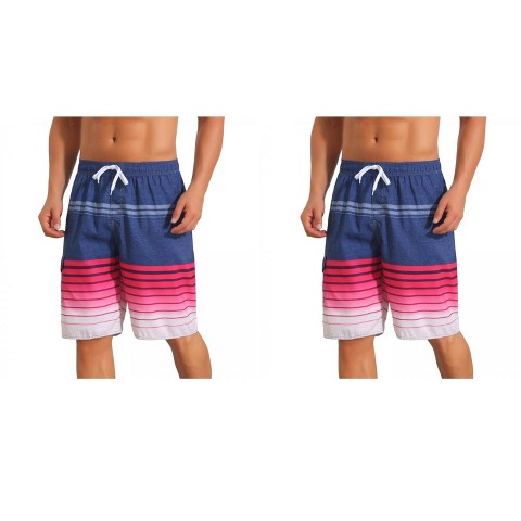 Мужские шорты INSPIRE CHIC Striped Drawstring Waist Vacation Beach Shorts 2 Packs 2 Black Green 36, цвет: Полосатый