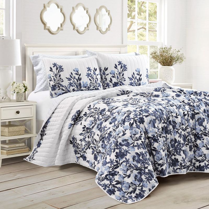 Home Boutique Tanisha Quilt Navy/White 5Pc Set King, 1 of 2