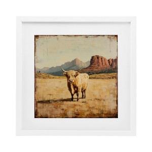 Stupell Industries Desert Cow Portrait Framed Print Under Glass - 1 of 4