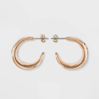 Chunky Hammered Hoop Earrings - A New Day™ Gold