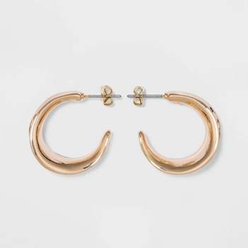 Chunky Hammered Hoop Earrings - A New Day™ Gold