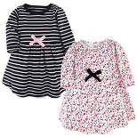 Touched by Nature Baby and Toddler Girl Organic Cotton Long-Sleeve Dresses 2pk, Ditsy Floral