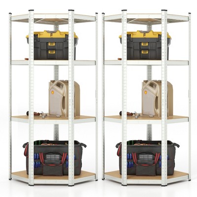 Tangkula 2PCS 4-Tier Adjustable Garage Storage Utility Rack Corner Shelving Unit for Warehouse