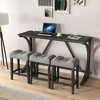 TiramisuBest Bar Table Set with Power Outlet, Bar Table and Chairs Set, 4 Piece Dining Table Set, Industrial Breakfast Table Set, with Black - 3 of 4