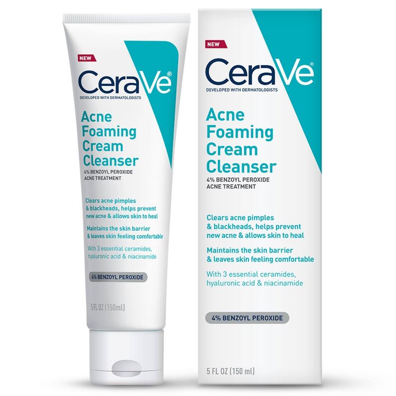 CeraVe Acne Foaming Cream Face Cleanser, Acne Treatment Face Wash - Fragrance-Free - 5oz, 6 of 18