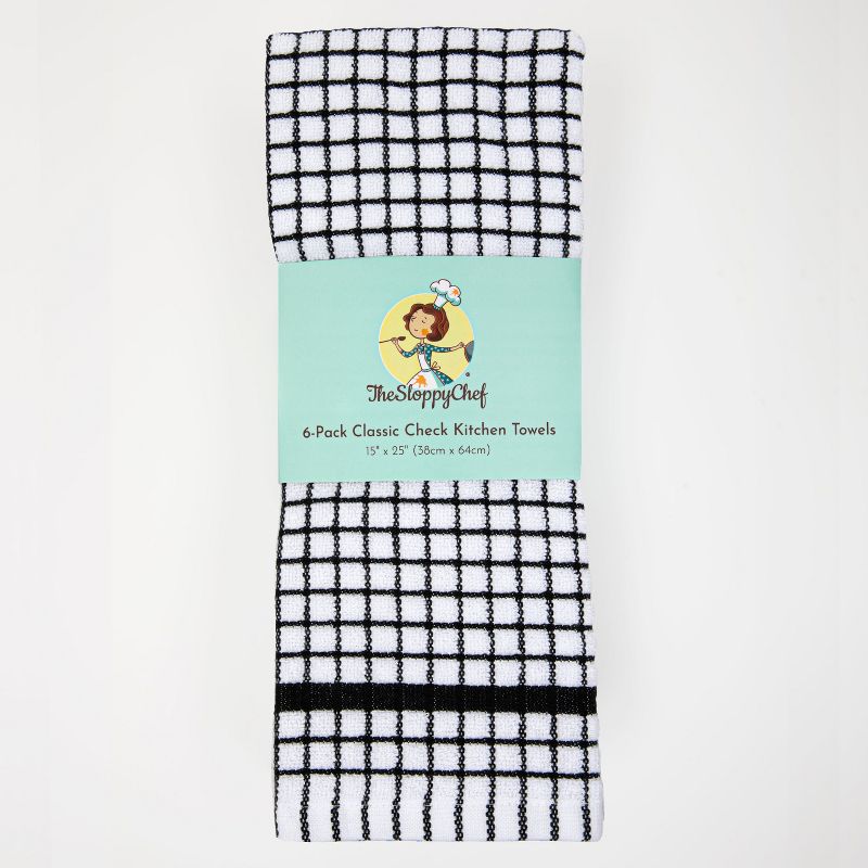 Sloppy Chef Classic Checkered Kitchen Towels (Pack of 6), 15x25, Cotton, 2 of 6