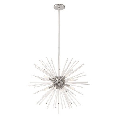 Polished Chrome and Clear Crystal 8-Light Pendant Chandelier