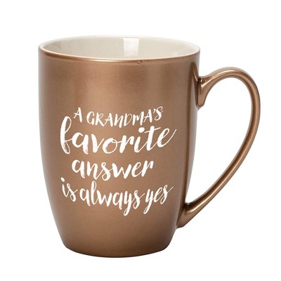 Elanze Designs Grandma's Favorite Answer Is Always Yes Bronze 10 ounce New Bone China Coffee Cup Mug