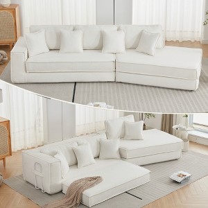 TiramisuBest Folding Convertible Sleeper Sofa Bed 2 in 1 3 Seat Lamb Velvet Gaming Couch Fold Out Floor Mattress Living Room Guest Room - 1 of 4