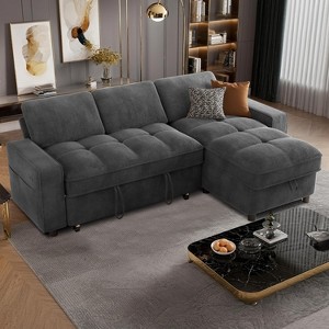 Dyonery Sleeper Sofa Bed,L/U-Shaped Couch Sleeper Sofa,Pull Out Couch Bed with Reclining Backrest/Reversible Storage Chaise Tool-Free Assembly - 1 of 4