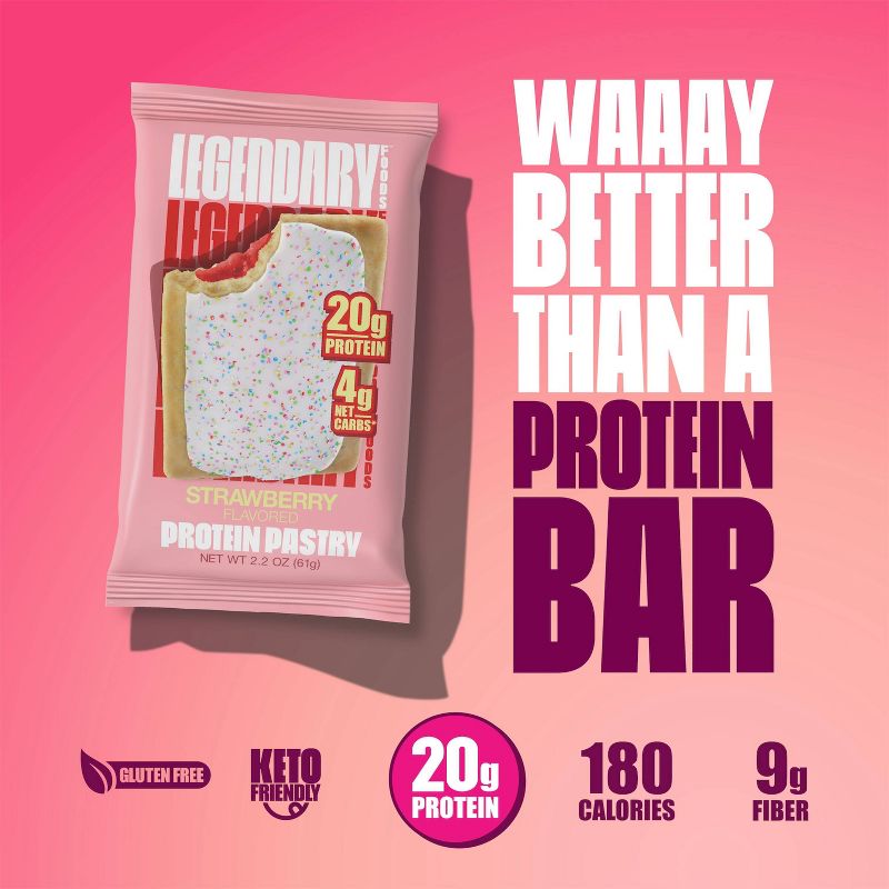 Legendary Foods Protein Pastries Nutrition Bars - Strawberry - 8.6oz/4ct, 4 of 10