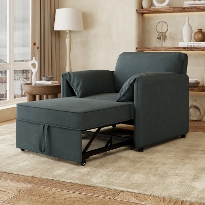 Convertible Sleeper Chair Chaise Lounge Armchair, Upholstered Pull Out Sofa Bed with Adjustable Backrest -ModernLuxe