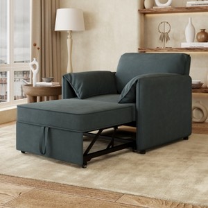 Convertible Sleeper Chair Chaise Lounge Armchair, Upholstered Pull Out Sofa Bed with Adjustable Backrest -ModernLuxe - 1 of 4
