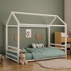 Twin/Full Size Montessori Floor Bed Frame, Metal House Shaped Low Bed with Guardrails for Toddlers - ModernLuxe - 3 of 4
