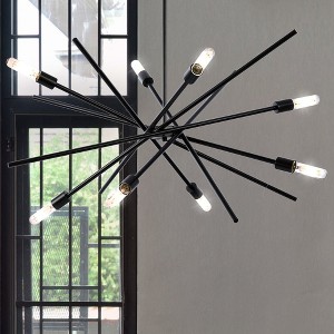 Urban Ambiance Luxury Mid-Century Modern Indoor Chandelier,  19-5/8''H x 42-3/8"W x 42-3/8''D,  Matte Black Finish, UHP4420 - 1 of 4