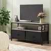 Modern TV Stand with Dual Fabric Drawers & Metal Frame - Holds Up to 55" TV, Waterproof Top & Adjustable Feet - Media Console for Living Room - 2 of 4