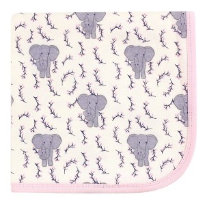 Touched by Nature Baby Girl Organic Cotton Swaddle, Receiving and Multi-purpose Blanket, Pink Elephant, One Size - 1 of 2