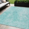 Teal Blue And Ivory Abstract Washable Indoor Outdoor Area Rug - 2 of 4