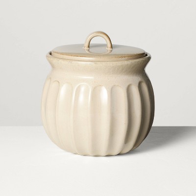 Fluted Stoneware Countertop Canister Tan - Hearth & Hand™ with Magnolia