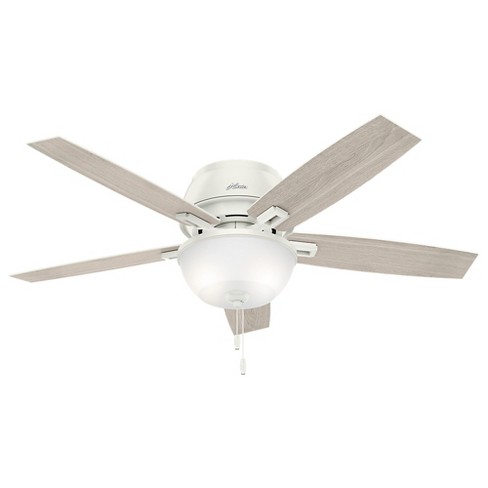 52 Donegan Low Profile Fresh White Ceiling Fan With Light Hunter Fan