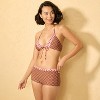 Women's Geo Print Reversible Low-Rise Cheeky Boyshort Bikini Bottom - Wild Fable™ Brown - 3 of 4