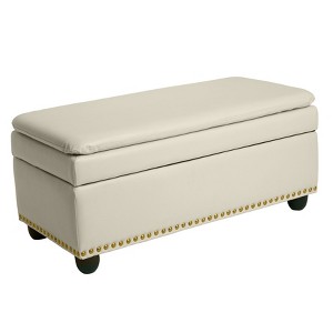 BrylaneHome 400 Lbs. Weight Capacity Extra Wide Studded Ottoman - 1 of 4