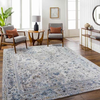 Takeysha Ivory and Navy 2'7" x 10' Traditional Wool Runner Rug