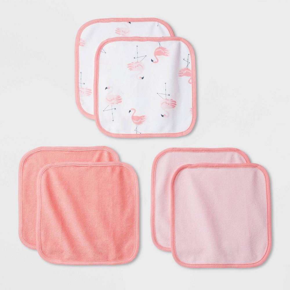 Baby Girls' 6pk Flamingo Washcloth Set - Cloud Island Coral