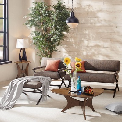 Blaze Triangular Pecan Birch Wood Accent Table